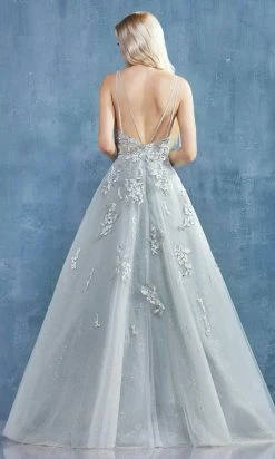 Andrea And Leo - A0892 Floral Embroidered V Neck Ballgown