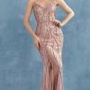 Andrea And Leo - A0909 Crystal Embellished V Neck Sheath Dress