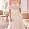 Andrea And Leo A1014C - Off-Shoulder Leaf Motif Bridal Gown