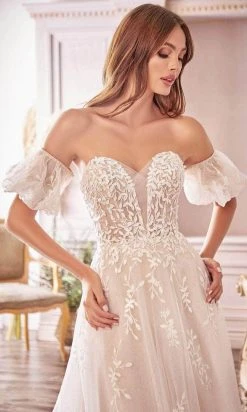 Andrea And Leo A1014C - Off-Shoulder Leaf Motif Bridal Gown