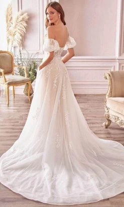 Andrea And Leo A1014C - Off-Shoulder Leaf Motif Bridal Gown