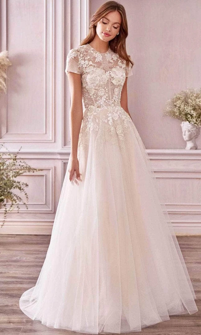 Andrea And Leo A1026S - Short Sleeved Laced Bridal Gown 3 Andrea And Leo A1026S - Short Sleeved Laced Bridal Gown