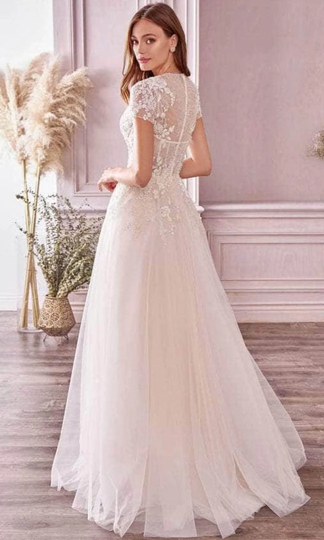 Andrea And Leo A1026S - Short Sleeved Laced Bridal Gown 4 Andrea And Leo A1026S - Short Sleeved Laced Bridal Gown
