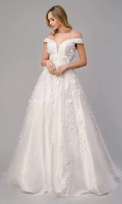 Andrea And Leo - A1027W Off Shoulder Embroidered Bridal Gown