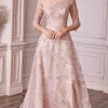 Andrea And Leo - A1030 Quarter Sleeve Glittered Long Gown 2 Andrea And Leo - A1030 Quarter Sleeve Glittered Long Gown