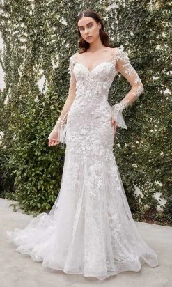 Andrea And Leo - A1073W Flared Sleeve Embroidered Bridal Gown