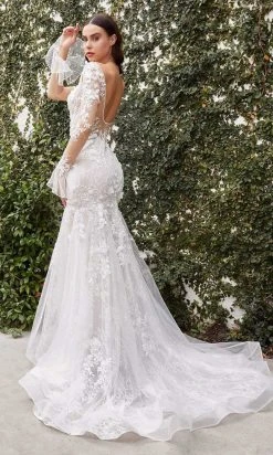 Andrea And Leo - A1073W Flared Sleeve Embroidered Bridal Gown