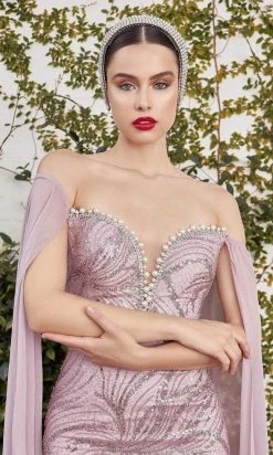 Andrea And Leo - A1075 Cape Sleeve Beaded Mermaid Gown 7 Andrea And Leo - A1075 Cape Sleeve Beaded Mermaid Gown