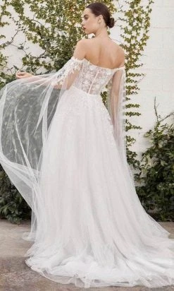 Andrea And Leo A1080W - Off-Shoulder Cape Sleeve Wedding Dress