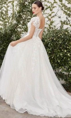 Andrea And Leo A1082W - Lace Applique Cap Sleeve A-Line Dress