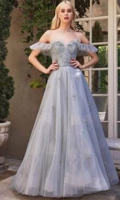 Andrea And Leo A1092 - Off-Shoulder Ruffled Sleeve A-Line Dress