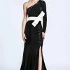 Ashley Lauren - 1073 One Sleeve Velvet Evening Dress