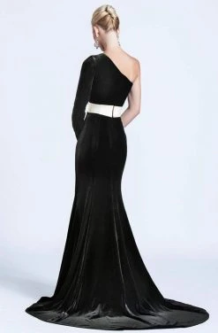 Ashley Lauren - 1073 One Sleeve Velvet Evening Dress