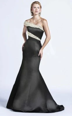 Ashley Lauren - 1082 Pearl Beaded Asymmetric Trumpet Dress 12 Ashley Lauren - 1082 Pearl Beaded Asymmetric Trumpet Dress