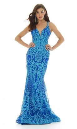 Ashley Lauren - 11015 Sequined Deep V Neck Mermaid Dress With Train 15 Ashley Lauren - 11015 Sequined Deep V Neck Mermaid Dress With Train