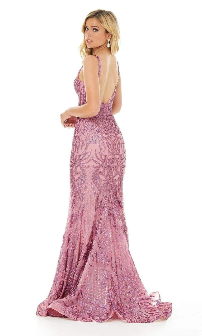 Ashley Lauren - 11015 Sequined Deep V Neck Mermaid Dress With Train 7 Ashley Lauren - 11015 Sequined Deep V Neck Mermaid Dress With Train