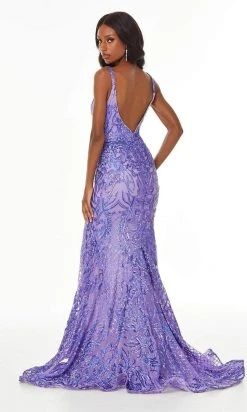 Ashley Lauren - 11015 Sequined Deep V Neck Mermaid Dress With Train