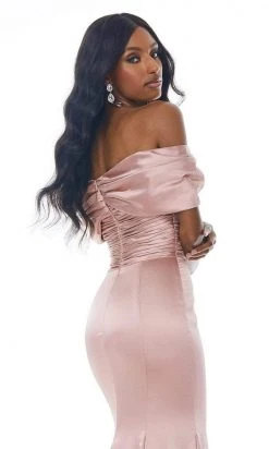 Ashley Lauren - 11023 Ruched Off Shoulder Trumpet Dress