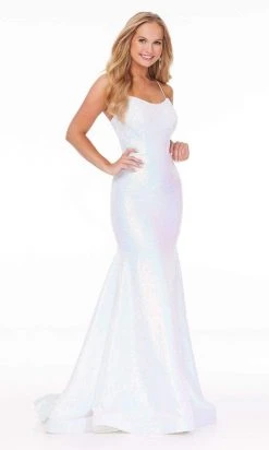 Ashley Lauren - 11024 Lace-up Back Iridescent Sequin Mermaid Gown