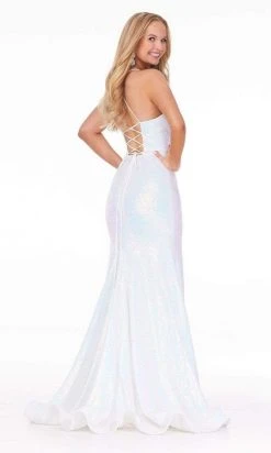 Ashley Lauren - 11024 Lace-up Back Iridescent Sequin Mermaid Gown