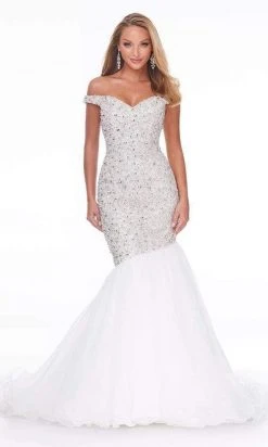 Ashley Lauren - 11042 Beaded Off Shoulder Trumpet Dress