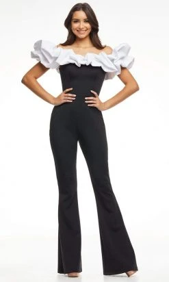Ashley Lauren - 11058 Off Shoulder Ruffled Jumpsuit