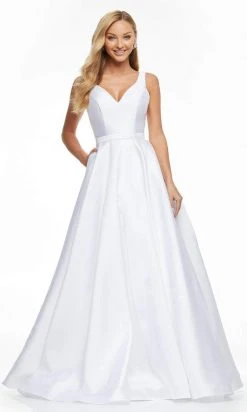 Ashley Lauren - 11094 V Neck Simple A-line Bridal Dress