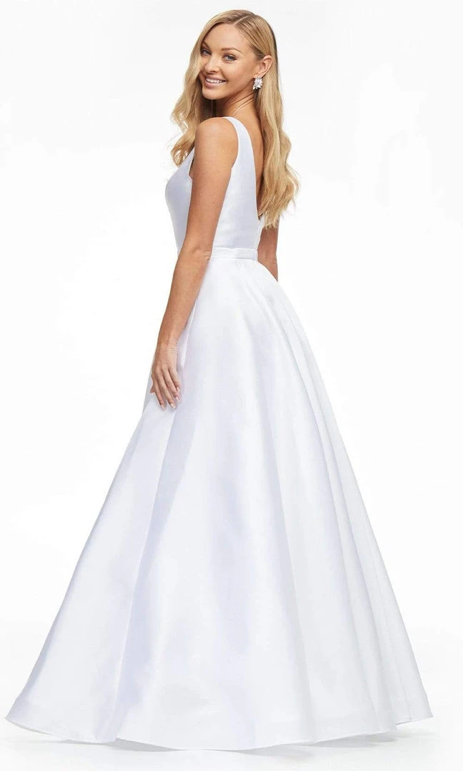 Ashley Lauren - 11094 V Neck Simple A-line Bridal Dress 4 Ashley Lauren - 11094 V Neck Simple A-line Bridal Dress