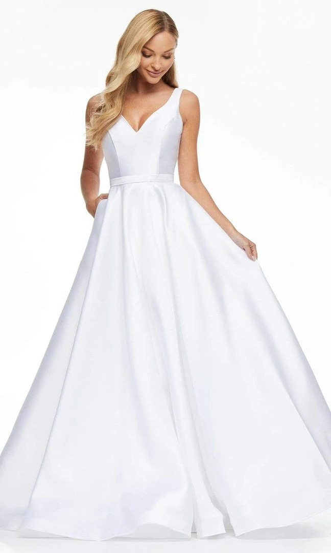 Ashley Lauren - 11094 V Neck Simple A-line Bridal Dress 5 Ashley Lauren - 11094 V Neck Simple A-line Bridal Dress