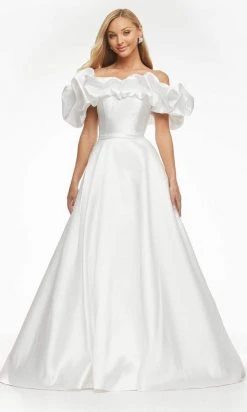 Ashley Lauren - 11096 Ruffled Off Shoulder Mikado Ballgown