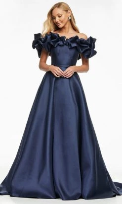 Ashley Lauren - 11096 Ruffled Off Shoulder Mikado Ballgown
