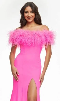 Ashley Lauren - 11099 Feather Detailed Trumpet Gown