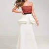 Ashley Lauren - 1111 Rhinestone Beaded Peplum Trumpet Dress