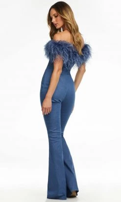 Ashley Lauren - 11123 Off Shoulder Denim Jumpsuit