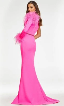 Ashley Lauren - 11131 Feather Detail Long Sleeve Gown