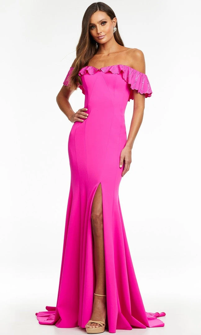 Ashley Lauren - 11137 Ruffled Off Shoulder Long Gown 3 Ashley Lauren - 11137 Ruffled Off Shoulder Long Gown