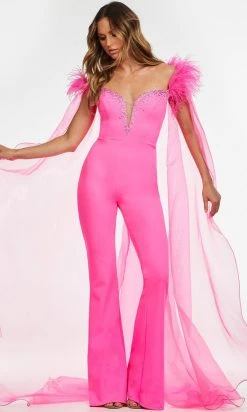 Ashley Lauren - 11139 Off Shoulder Jumpsuit With Cape