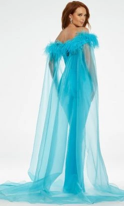 Ashley Lauren - 11139 Off Shoulder Jumpsuit With Cape 11 Ashley Lauren - 11139 Off Shoulder Jumpsuit With Cape