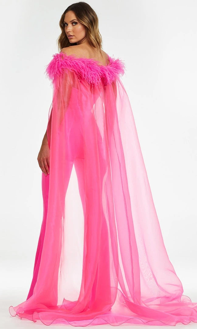 Ashley Lauren - 11139 Off Shoulder Jumpsuit With Cape 4 Ashley Lauren - 11139 Off Shoulder Jumpsuit With Cape