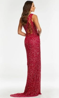 Ashley Lauren - 11144 Asymmetrical Lace Up Back Gown