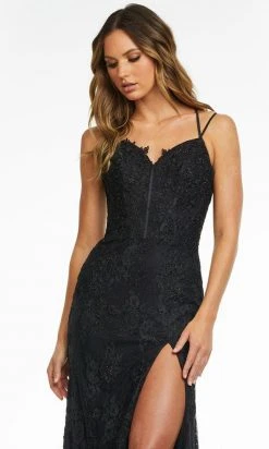 Ashley Lauren - 11145 Lace Applique Gown With Slit