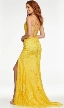 Ashley Lauren - 11145 Lace Applique Gown With Slit