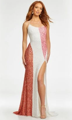 Ashley Lauren - 11160 Scoop Color Block Sequin Gown