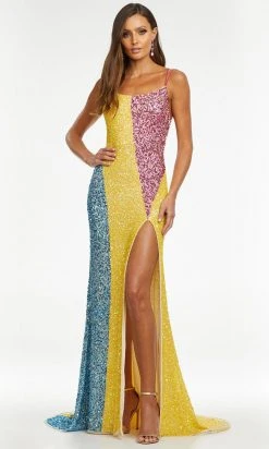 Ashley Lauren - 11160 Scoop Color Block Sequin Gown 12 Ashley Lauren - 11160 Scoop Color Block Sequin Gown