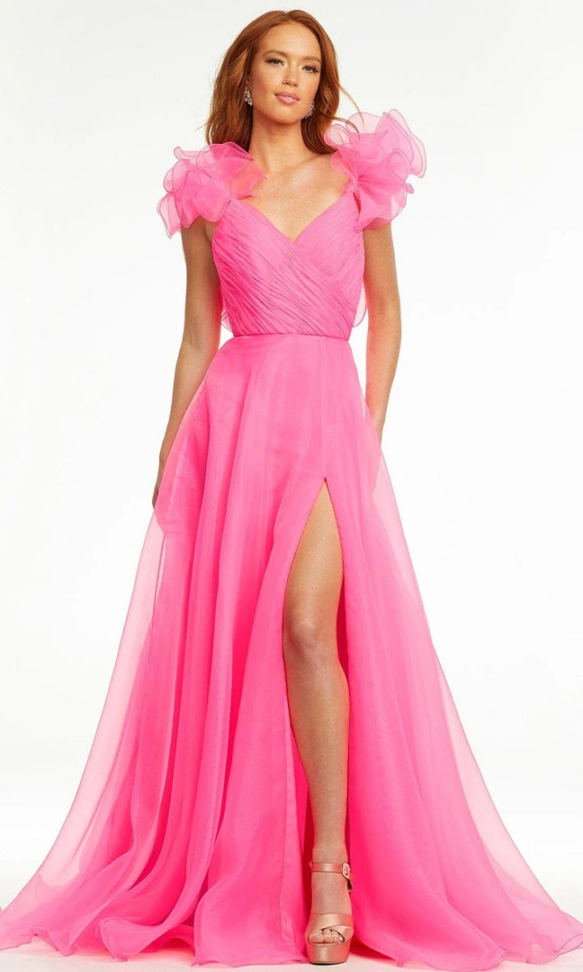 Ashley Lauren - 11166 Ruffled V-Neck A-Line Gown 3 Ashley Lauren - 11166 Ruffled V-Neck A-Line Gown