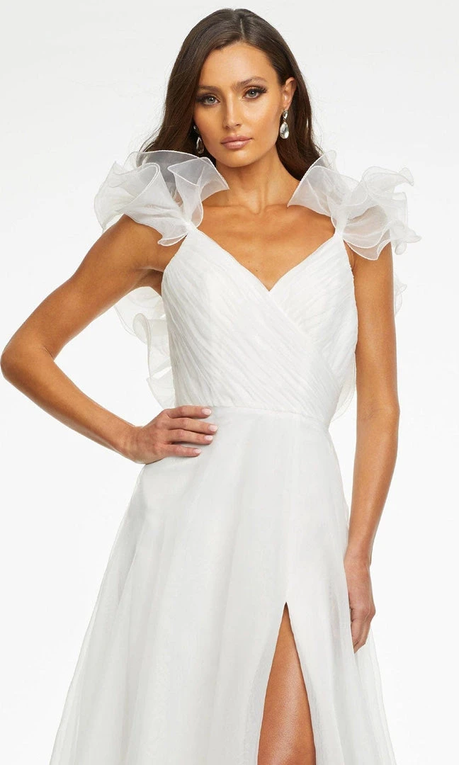 Ashley Lauren - 11166 Ruffled V-Neck A-Line Gown 8 Ashley Lauren - 11166 Ruffled V-Neck A-Line Gown