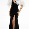 Ashley Lauren - 11172 Ruffled Shoulder High Slit Gown 1 Ashley Lauren - 11172 Ruffled Shoulder High Slit Gown