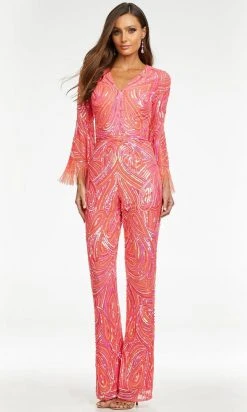 Ashley Lauren - 11181 Bell Sleeve Beaded Jumpsuit 19 Ashley Lauren - 11181 Bell Sleeve Beaded Jumpsuit