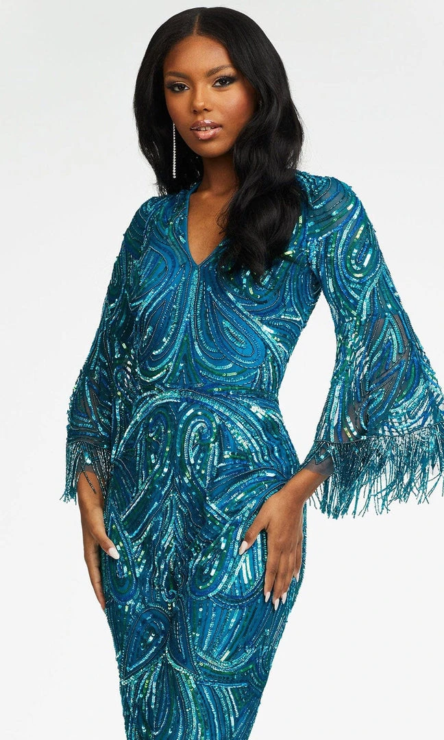 Ashley Lauren - 11181 Bell Sleeve Beaded Jumpsuit 4 Ashley Lauren - 11181 Bell Sleeve Beaded Jumpsuit