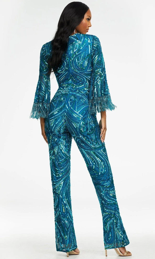 Ashley Lauren - 11181 Bell Sleeve Beaded Jumpsuit 5 Ashley Lauren - 11181 Bell Sleeve Beaded Jumpsuit